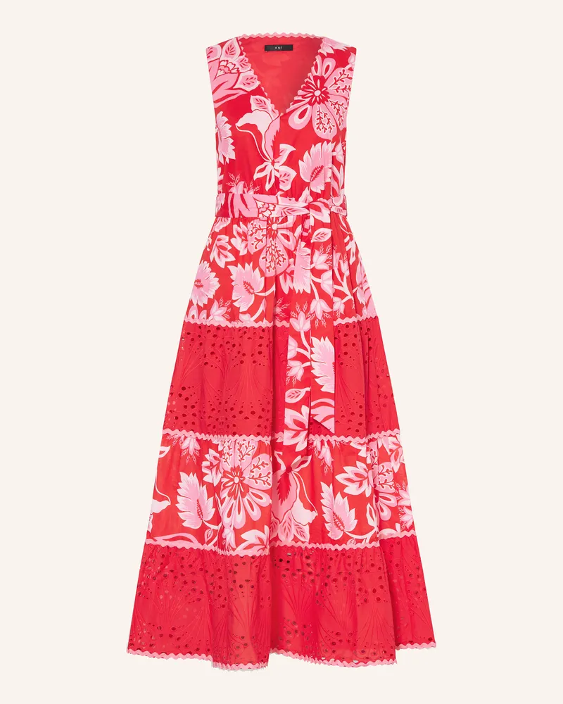 Oui  Kleid mit Lochspitze Rot