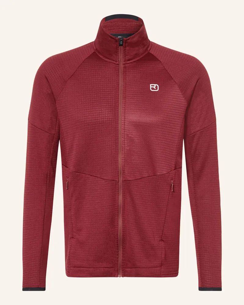 Ortovox Midlayer-Jacke Fleece Light Grid rot Dunkelrot