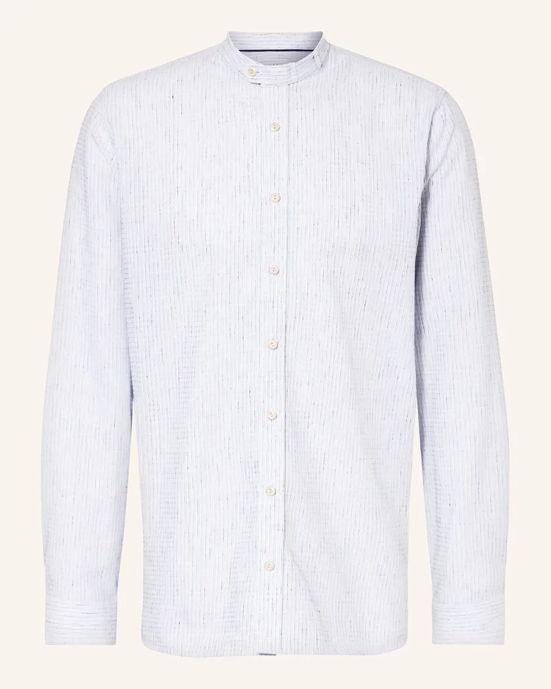 Johann & Johanna Trachtenhemd Comfort Fit mit Stehkragen und Leinen Weiss