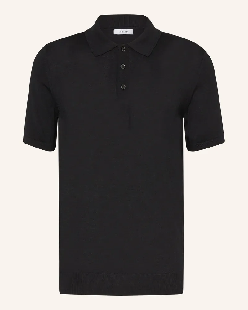 Reiss Strick-Poloshirt Manor schwarz Schwarz