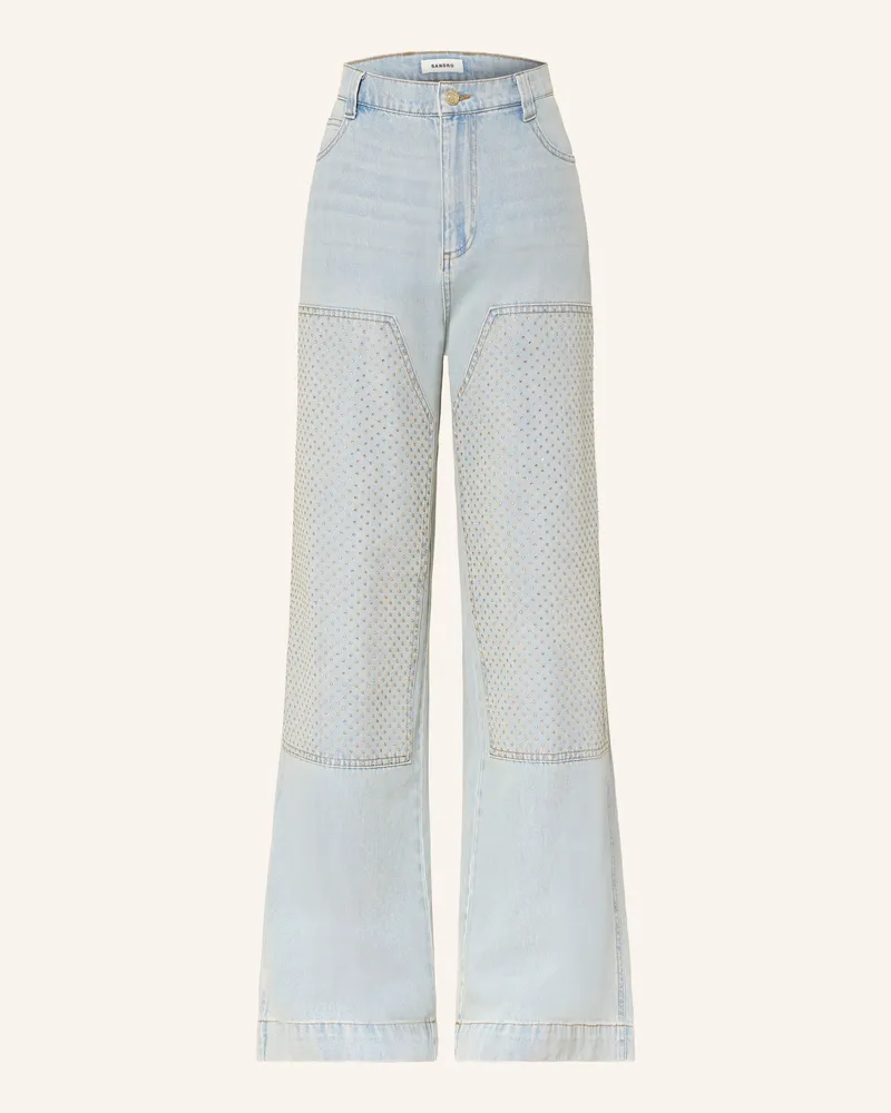 Sandro Wide Leg Jeans mit Schmucksteinen J002