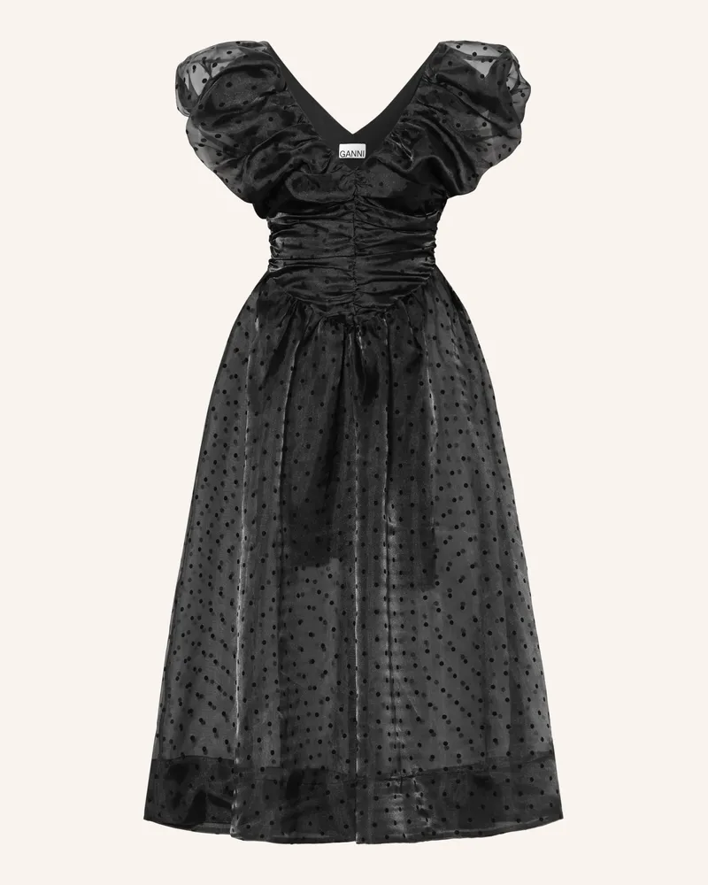 Ganni Kleid mit Rüschen Schwarz