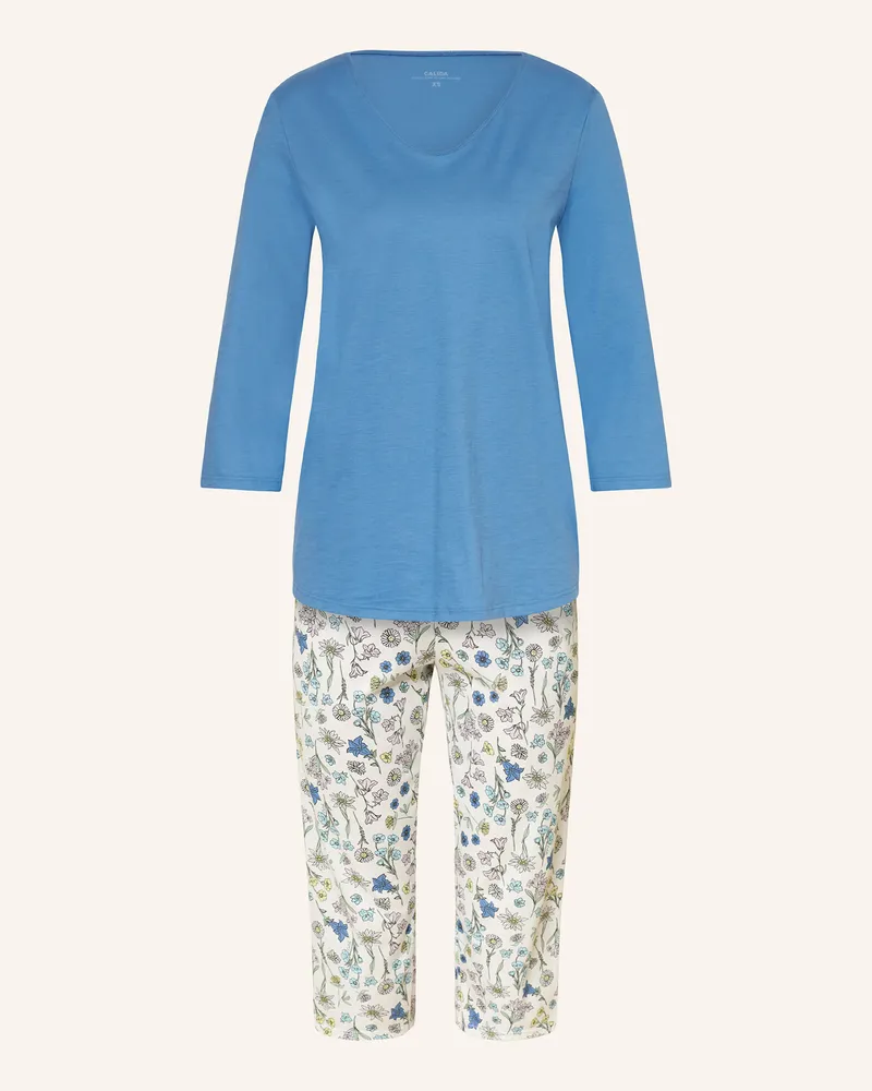 Calida 3/4-Schlafanzug FLOWER NIGHTS Hellblau