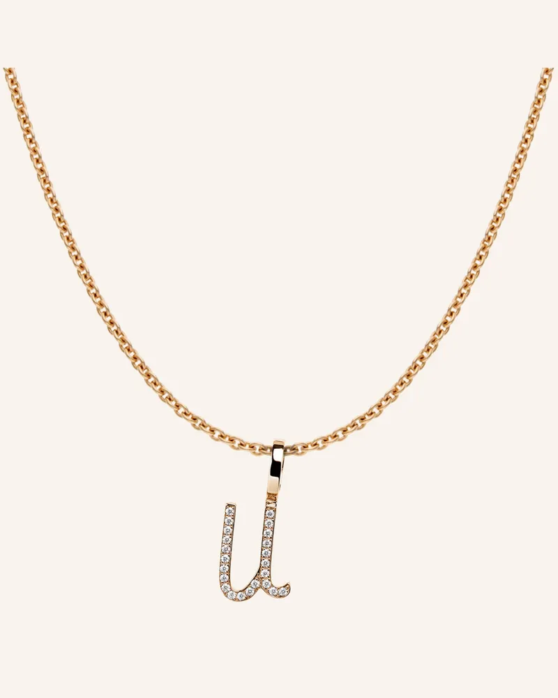 CADA Kette Tiny Diamond Letter U rosegold Roségold