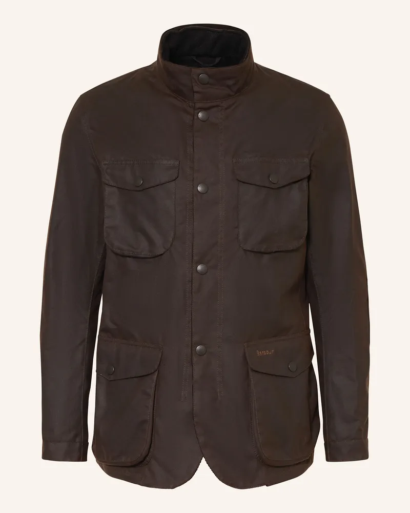 Barbour Fieldjacket OGSTON WAX Dunkelbraun