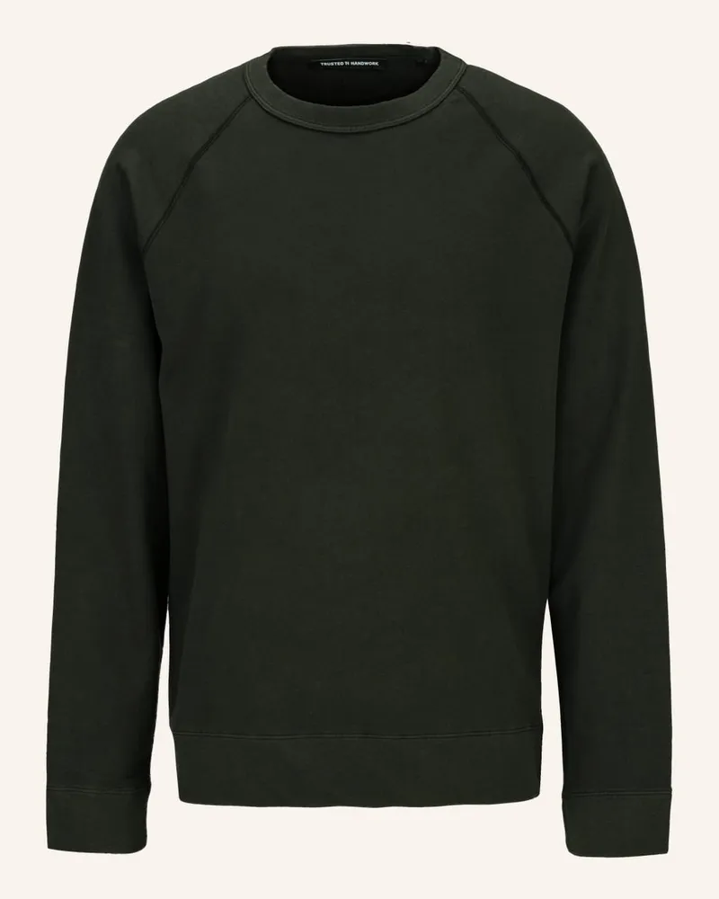 Trusted Handwork Round Neck 1/1-Sleeve Sweatshirt with Raglan Gruen