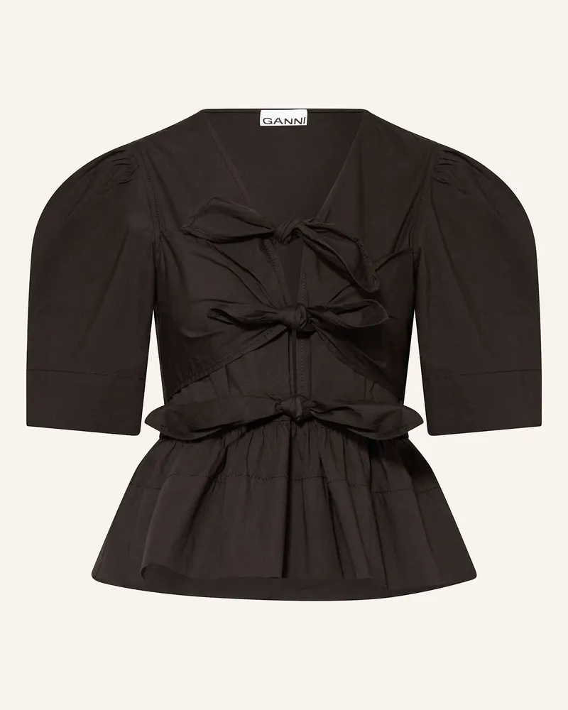 Ganni Bluse schwarz Schwarz