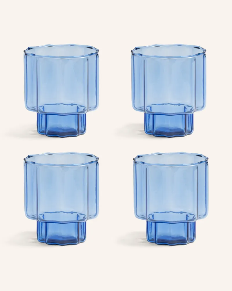 &k amsterdam 4er-Set Trinkgläser Bloom blau Blau