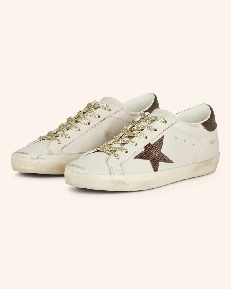 Golden Goose Sneaker SUPER-STAR - CREME/ DUNKELBRAUN Weiss