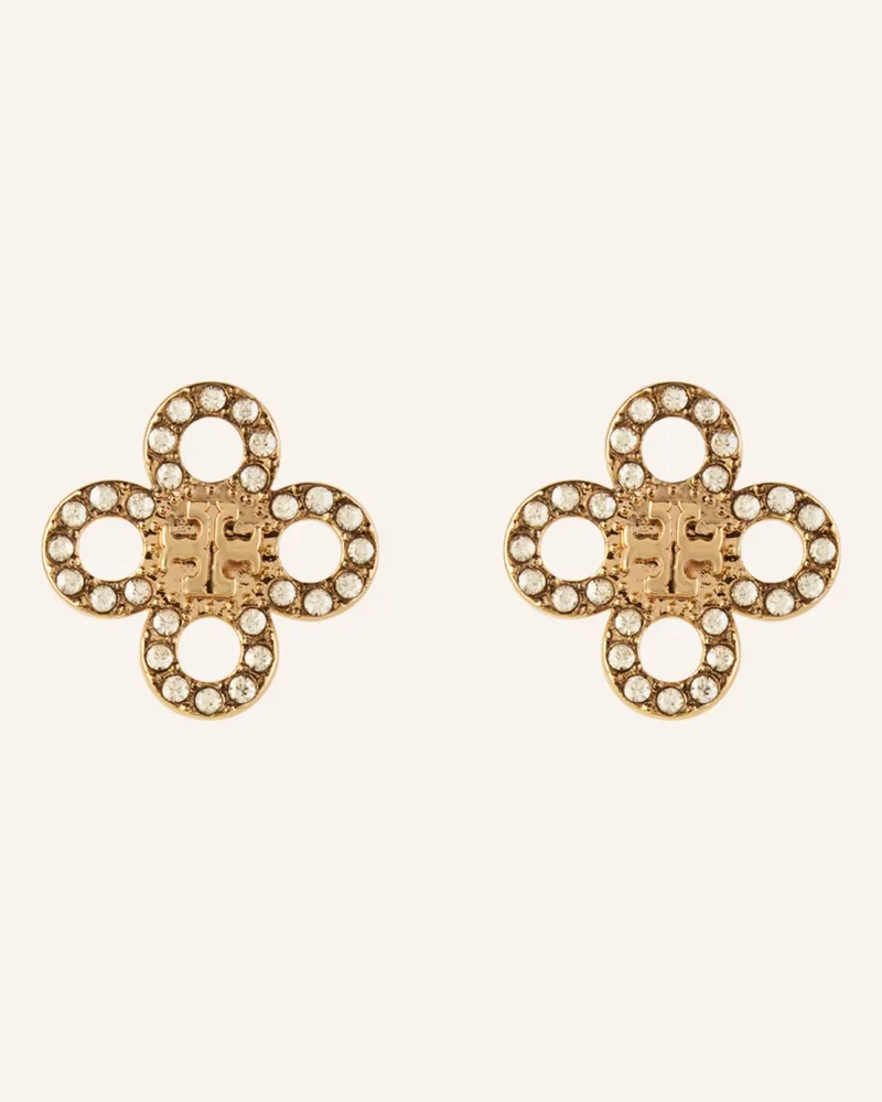 Tory Burch Ohrstecker SMALL KIRA CLOVER PAVE STUD Gold