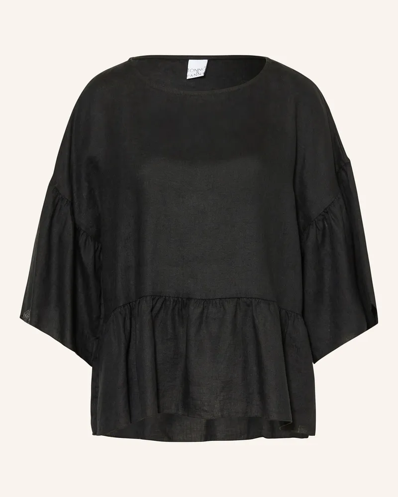 tonno e panna Blusenshirt aus Leinen mit 3/4-Arm Schwarz