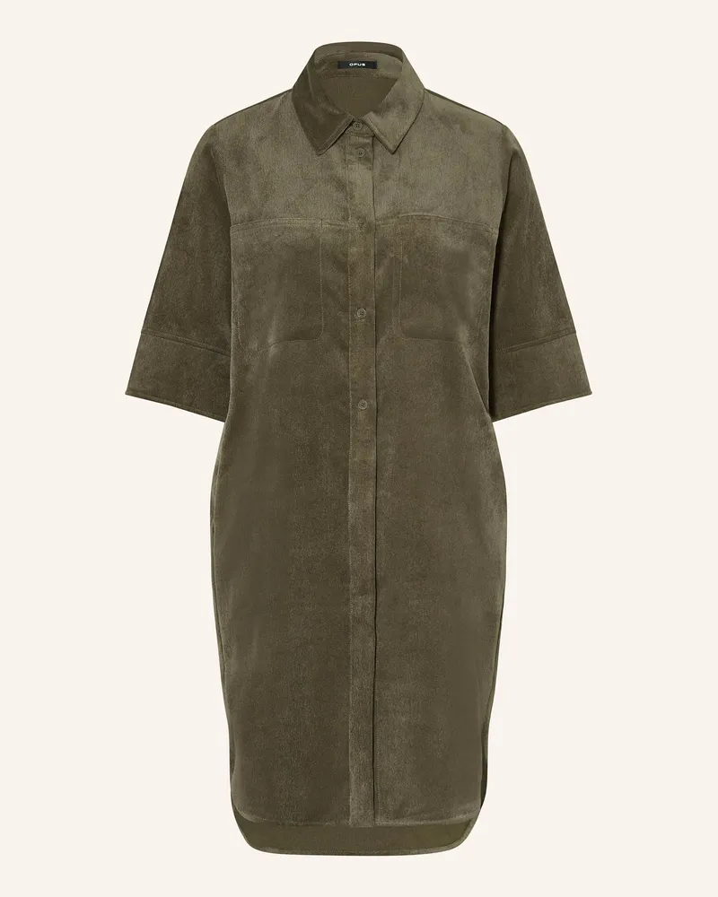 OPUS Hemdblusenkleid WINCHESTA aus Cord Oliv