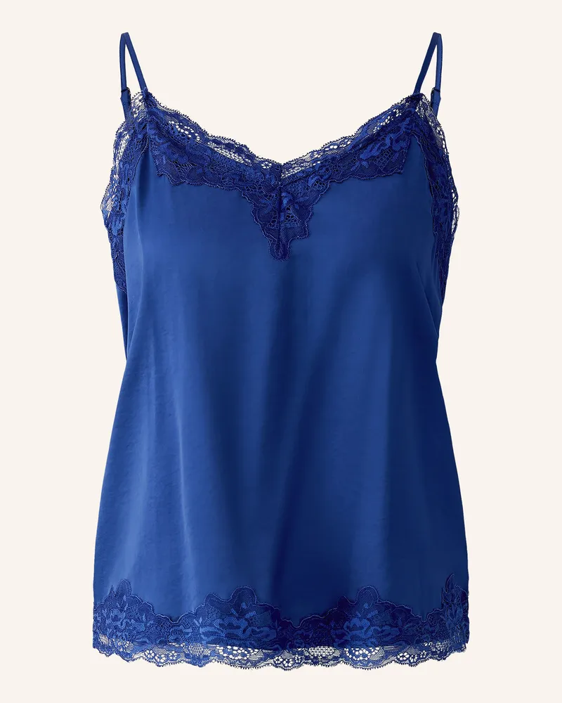 Oui  Satintop Mit Spitze blau Blau