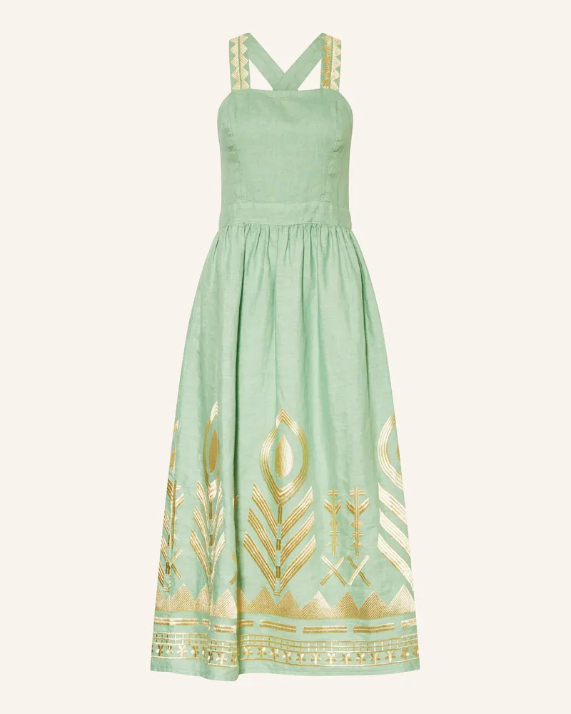 Greek Archaic Kori Kleid FEATHER aus Leinen Hellgrün