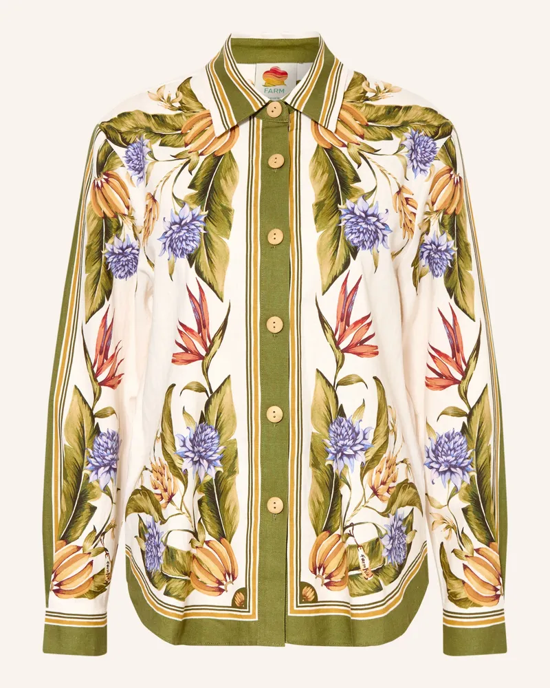FARM Rio Hemdbluse Tropical Scarf Sand Mit Leinen gruen Grün