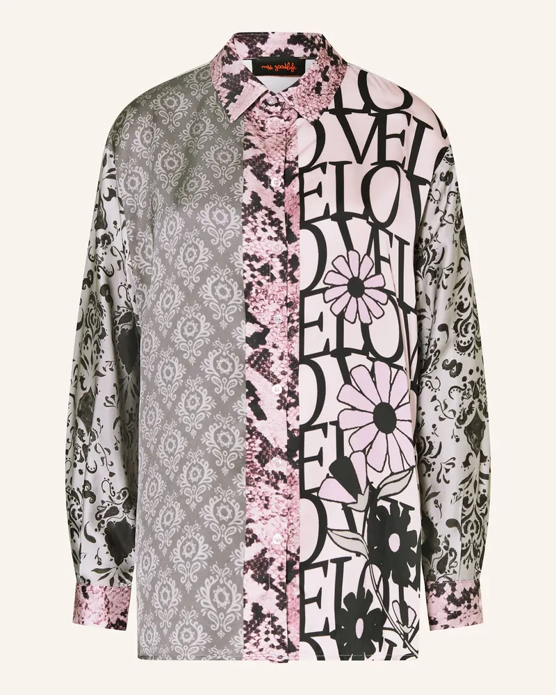 Miss Goodlife Hemdbluse aus Satin Hellgrau