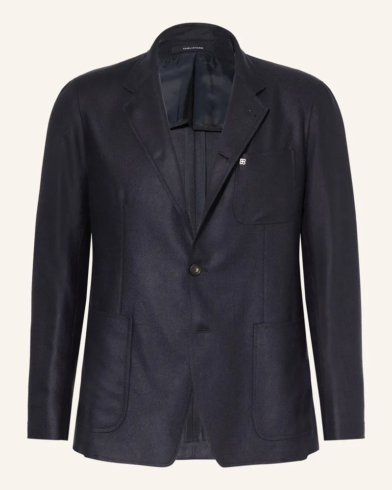 Tagliatore Seidensakko Slim Fit blau Dunkelblau