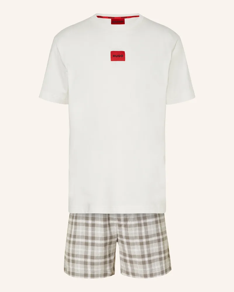 HUGO BOSS Shorty-Schlafanzug CHECK Weiss