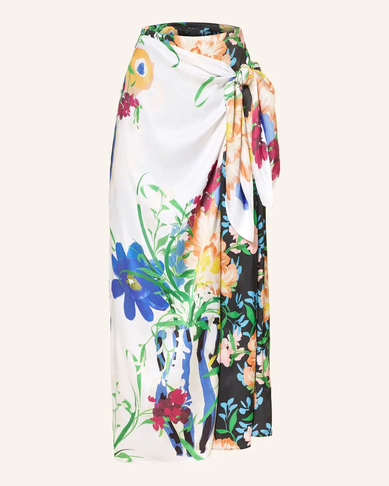 Ted Baker Satinrock Allmia In Wickeloptik schwarz Weiss