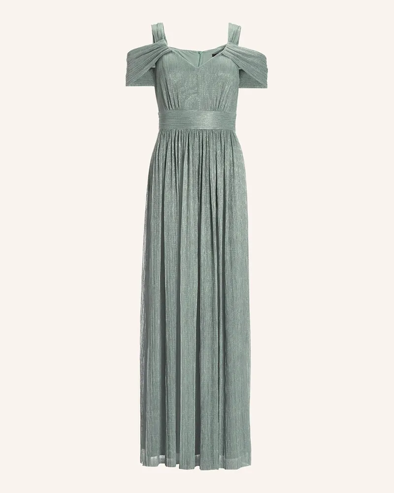 Swing Abendkleid mit Plissees und Glitzergarn Dunkelgrün