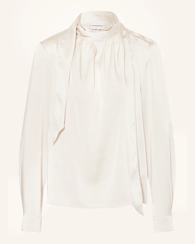 Claudie Pierlot Blusenshirt aus Satin mit abnehmbarer Schluppe Creme