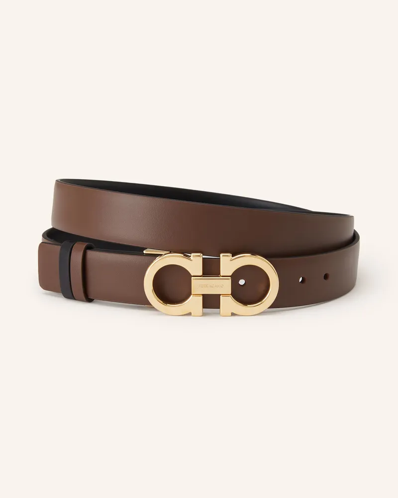 Ferragamo Ledergürtel DONNA zum Wenden Dunkelbraun