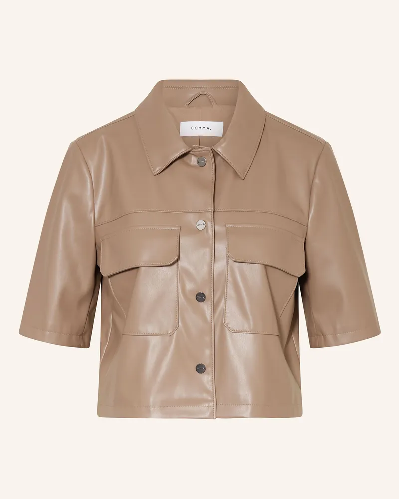 COMMA Jacke in Lederoptik Braun