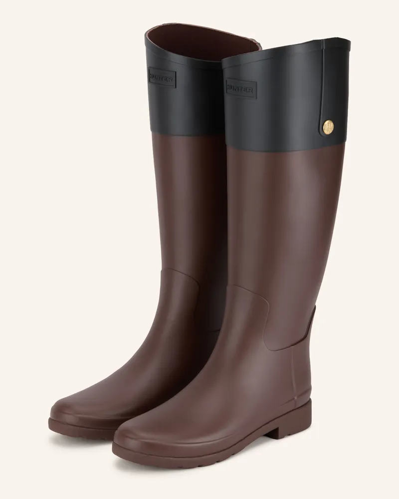 Hunter Gummistiefel Refined Gold Trim schwarz Braun