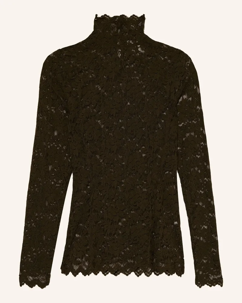 Neo Noir Longsleeve Liza Aus Spitze braun Dunkelbraun