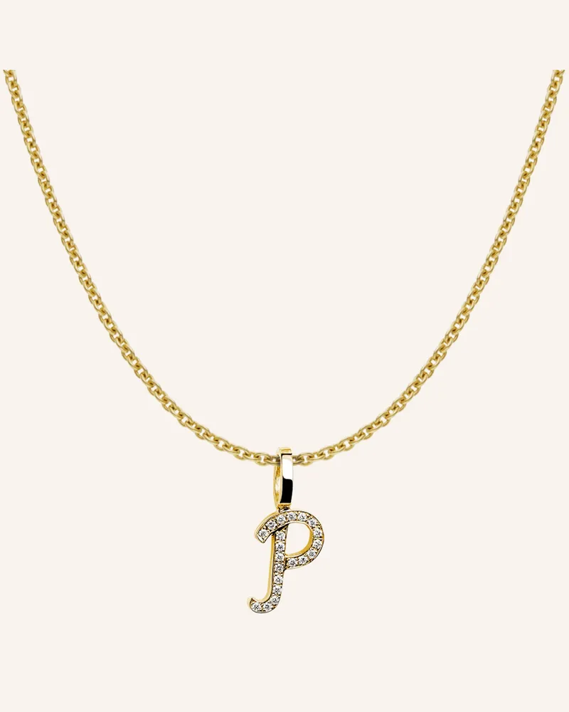 CADA Kette Tiny Diamond Letter P gold Gold