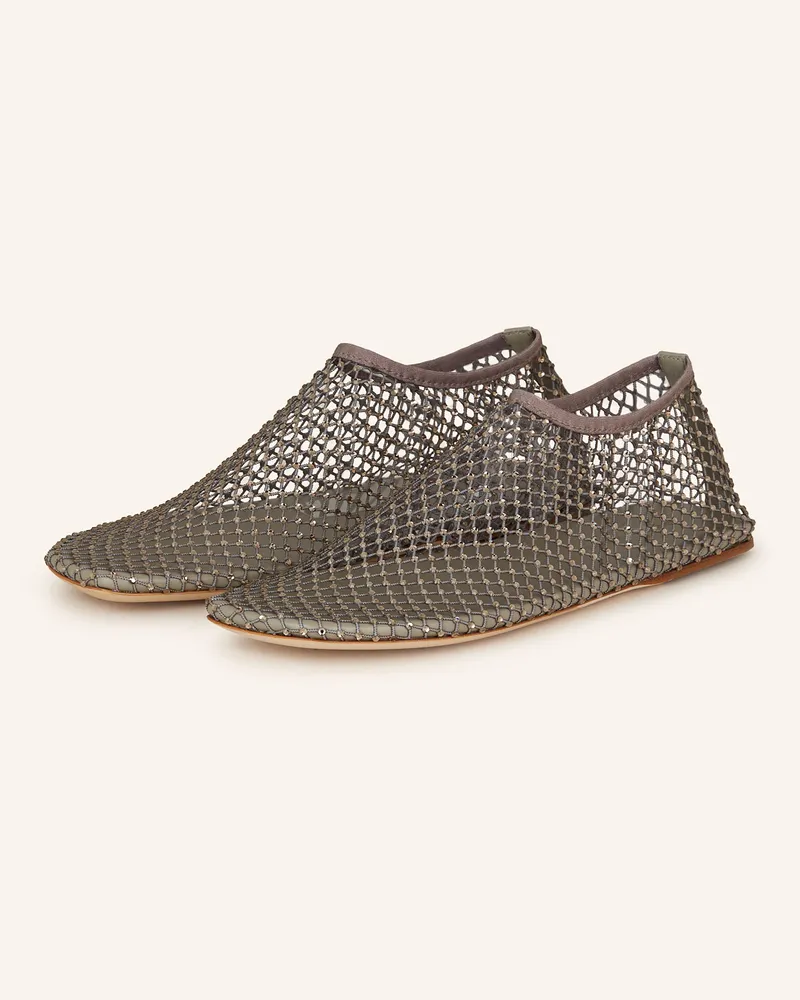 Christopher Esber Ballerinas MINETTE mit Schmucksteinen Oliv