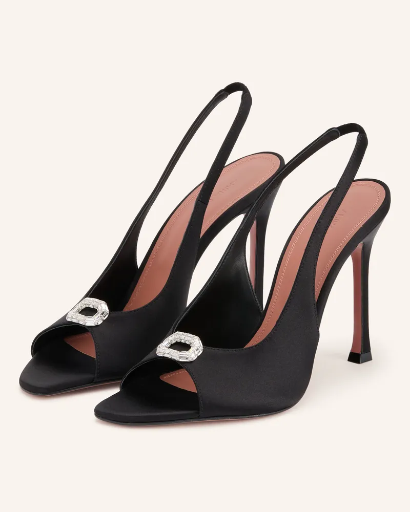 Amina Muaddi Slingpumps Mini Camelia Mit Schmucksteinen schwarz Schwarz