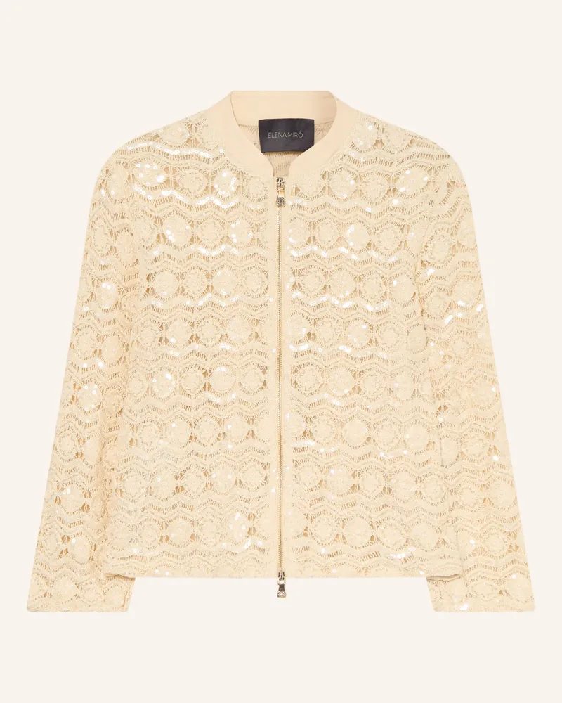 Elena Mirò Häkelblouson Mit Pailletten Und Schmucksteinen beige Beige