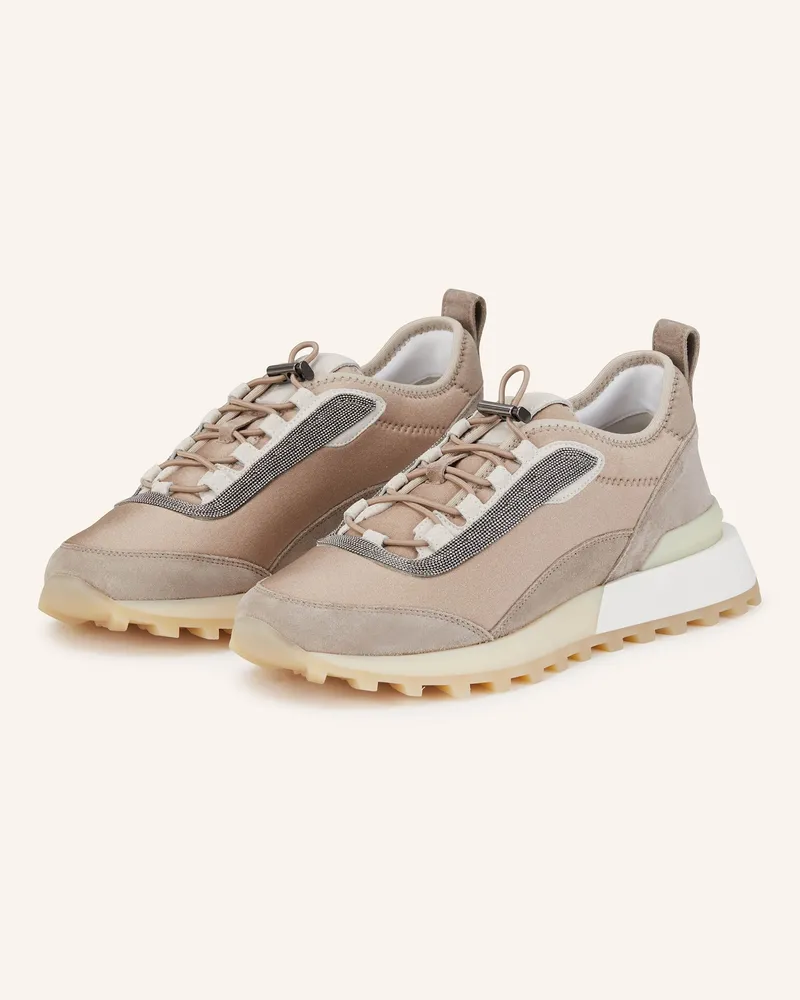 Brunello Cucinelli Sneaker Mit Schmucksteinen grau Braun