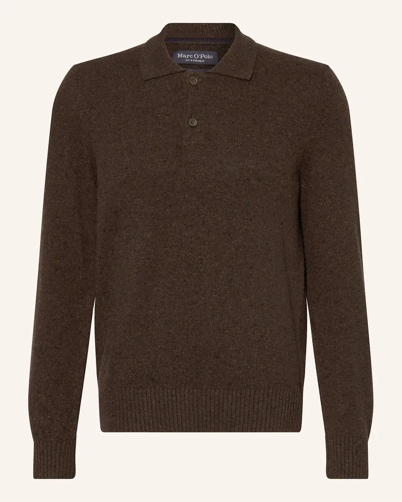 Marc O'Polo Strick-Poloshirt Dunkelbraun