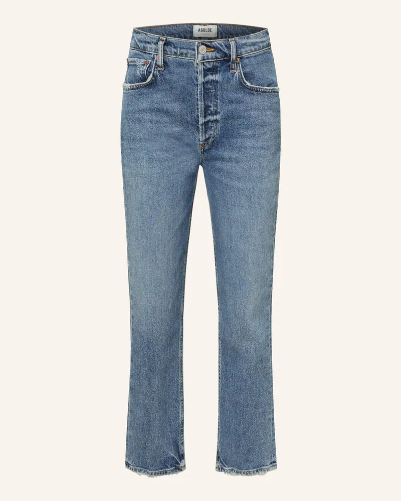 AGOLDE Straight Jeans Riley Crop blau Moor