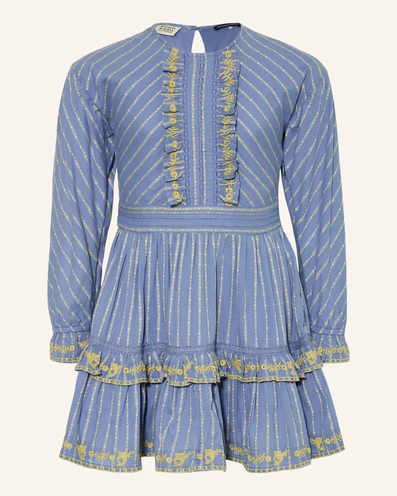 Scotch&Soda Kleid Mit Rüschen Und Glitzergarn blau Blaugrau
