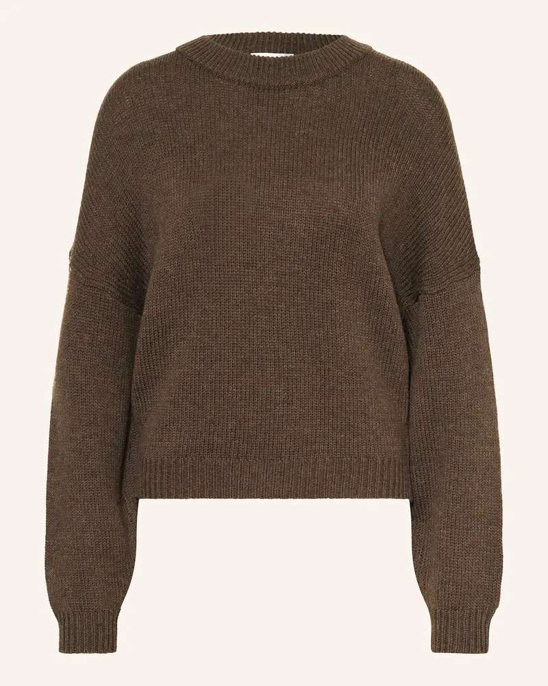 Mrs & HUGS Pullover aus Merinowolle Braun