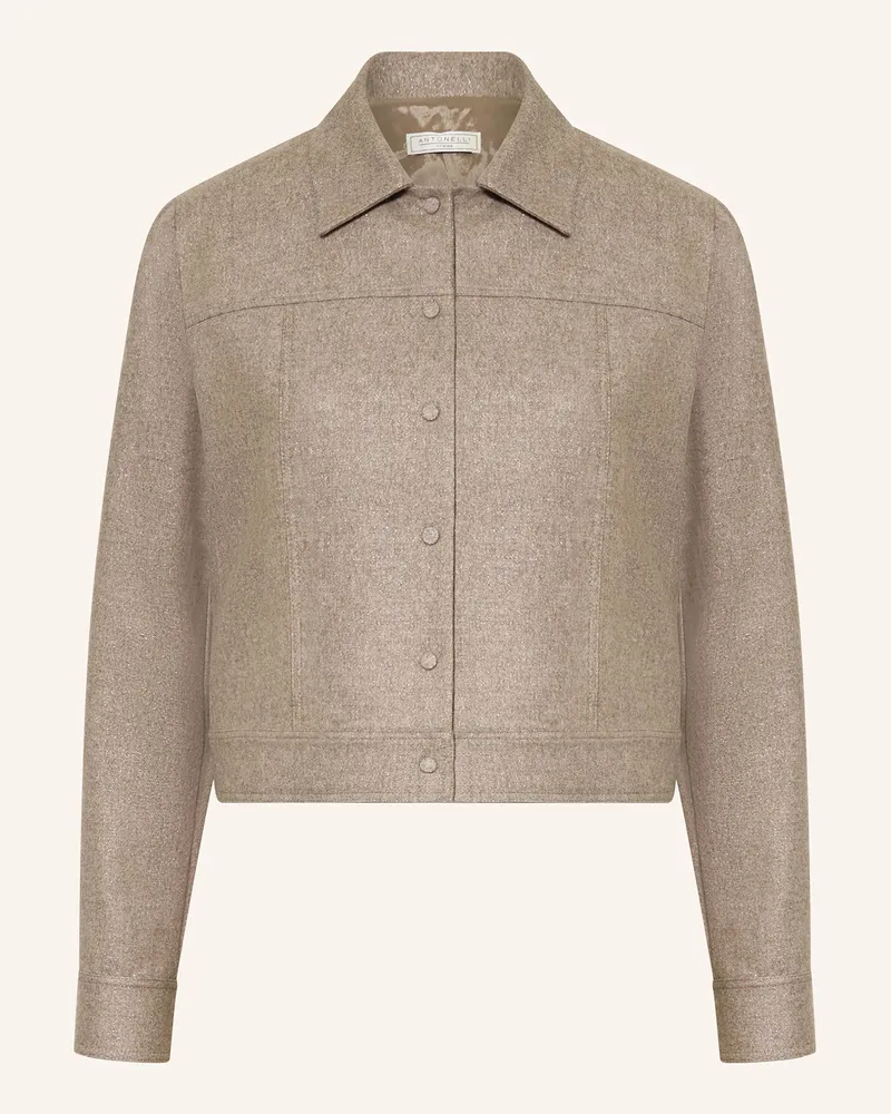 Antonelli Firenze Kastenjacke Mit Glitzergarn beige Taupe