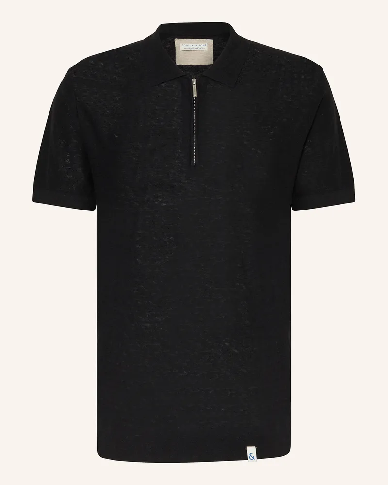 colours & sons Strick-Poloshirt Schwarz