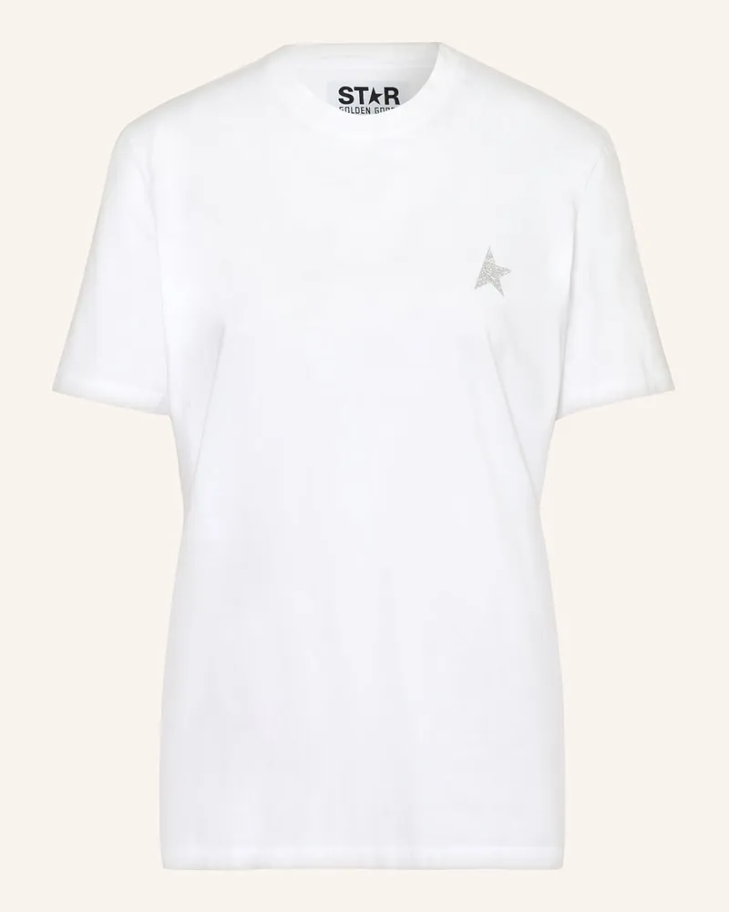 Golden Goose T-Shirt STAR mit Glitzergarn Weiss