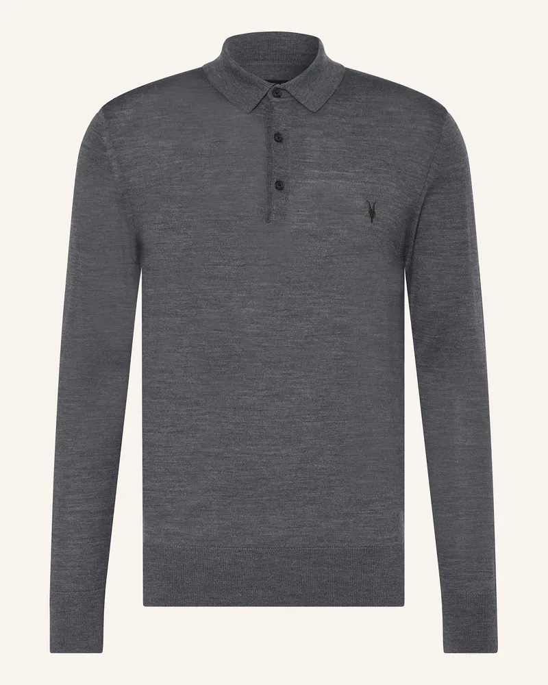 AllSaints Strick-Poloshirt MODE aus Merinowolle Grau