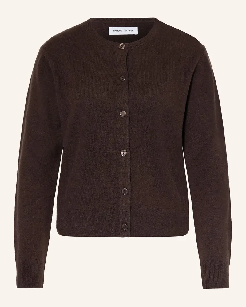 Samsøe & Samsøe Strickjacke SABOSTON aus Cashmere Dunkelbraun