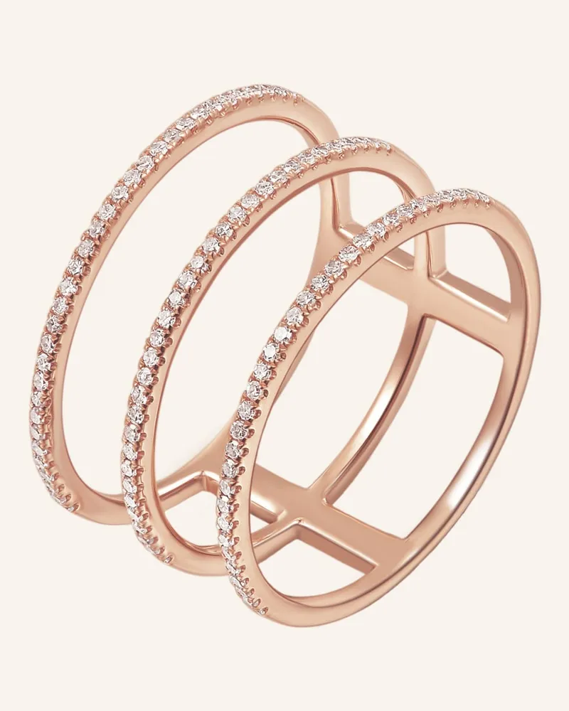 Leaf Ring TRIPLE mit Diamanten Rosegold