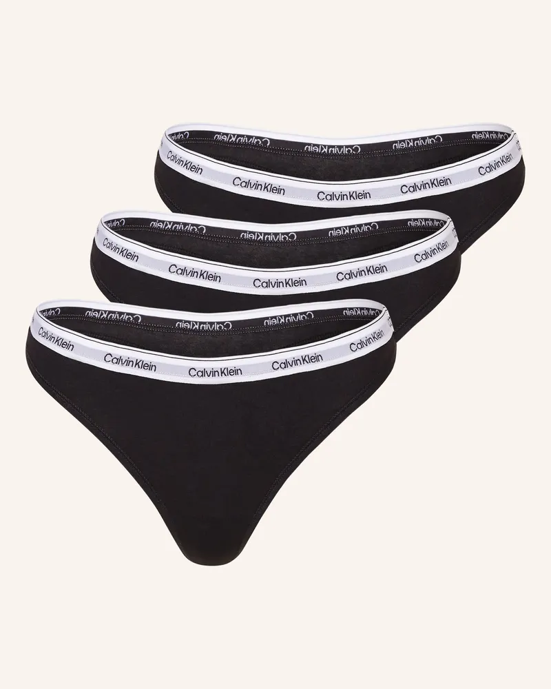 Calvin Klein 3er-Pack Strings Modern Logo schwarz Schwarz