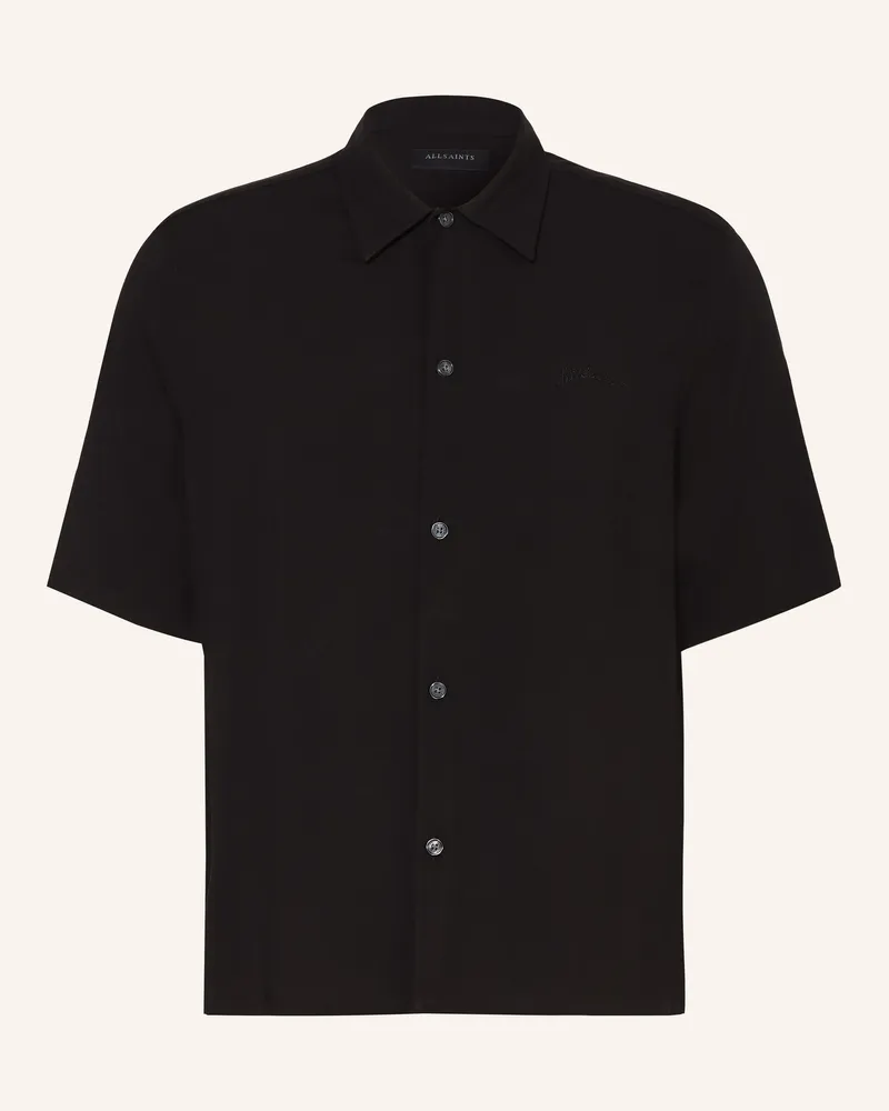 AllSaints Kurzarm-Hemd BARON Comfort Fit Schwarz
