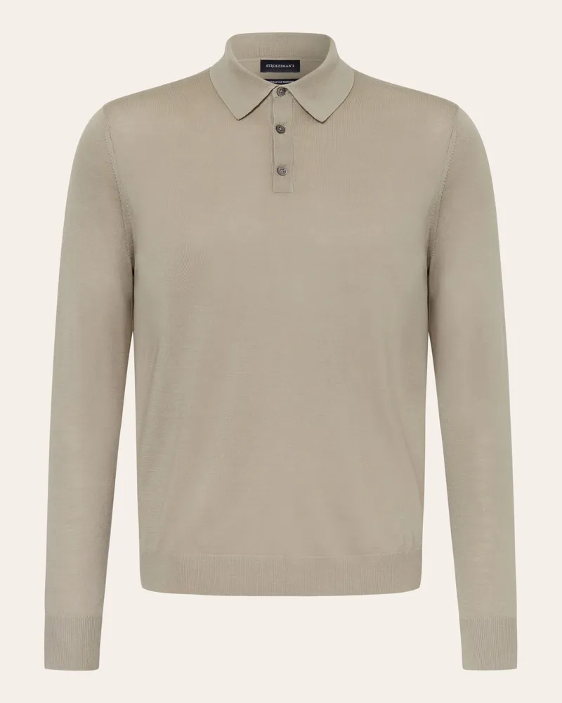 Strokesman's Strokesman Strick-Poloshirt Aus Merinowolle gruen Taupe
