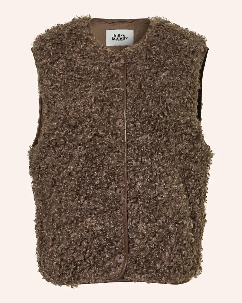 Lollys Laundry Teddyfell-Weste VADALL Dunkelbraun