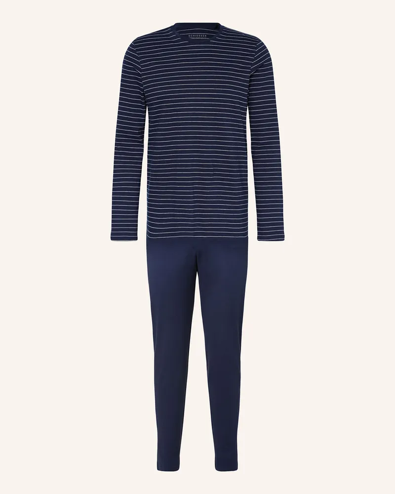 Schiesser Schlafanzug CASUAL ESSENTIALS Dunkelblau
