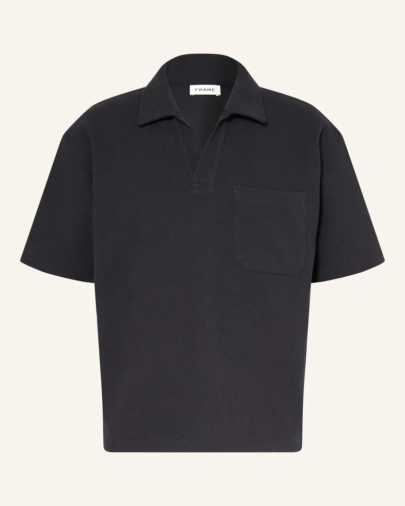 Frame Denim Frottee-Poloshirt Dunkelblau